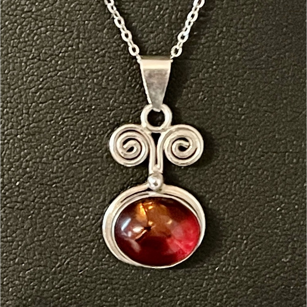 Sterling silver amber necklace